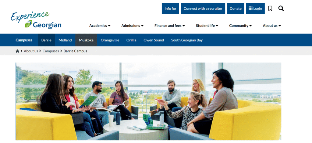 Screenshot of Georgian college website