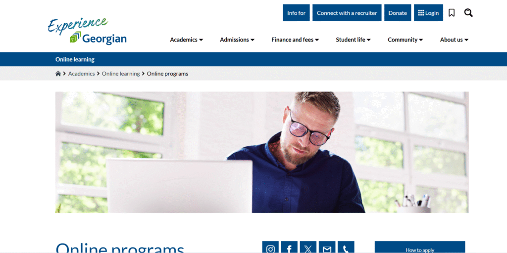 Screenshot of Georgian college website