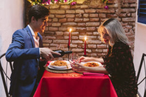 Couple enjoying a romantic Valentine's Day dinner together